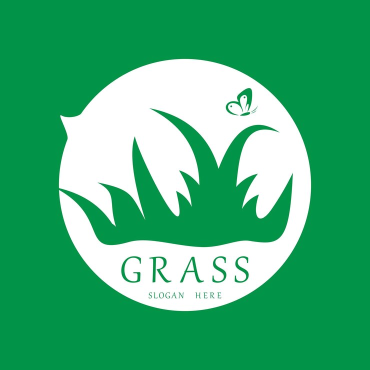 Vector diseño del logotipo de la hierba concepto simple premium vector