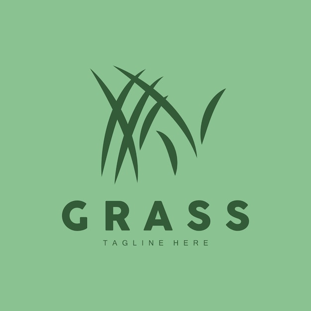 Diseño logotipo hierba verde granja paisaje ilustración vector paisaje natural