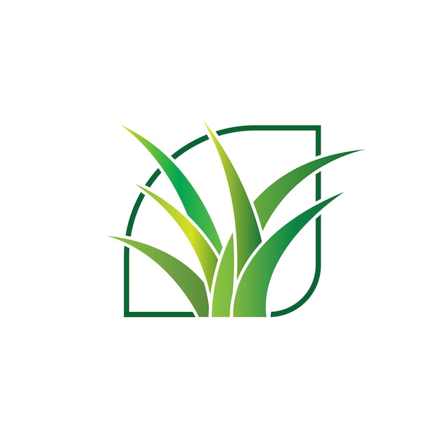 Diseño Logotipo Hierba Verde Granja Paisaje Ilustración Vector Paisaje Natural