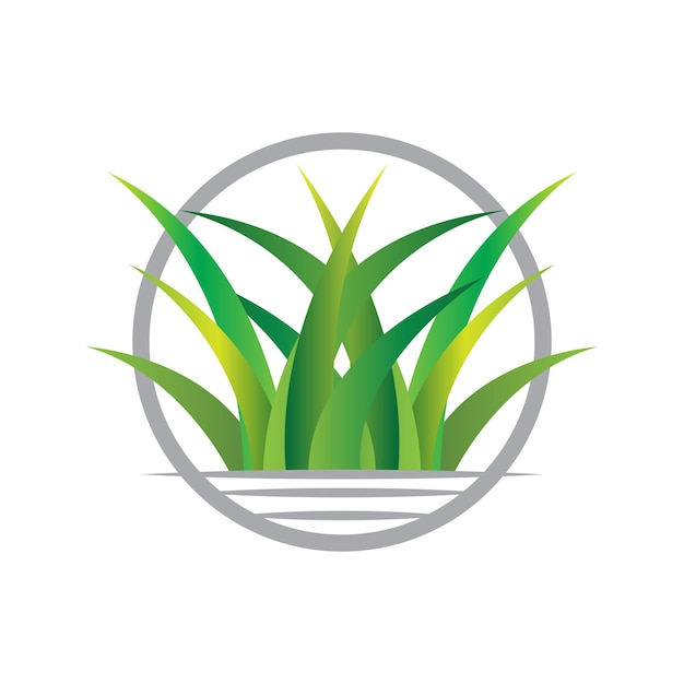 Diseño Logotipo Hierba Verde Granja Paisaje Ilustración Vector Paisaje Natural