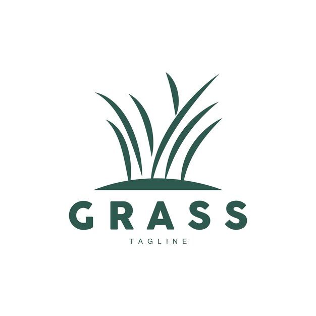 Diseño Logotipo Hierba Verde Granja Paisaje Ilustración Vector Paisaje Natural