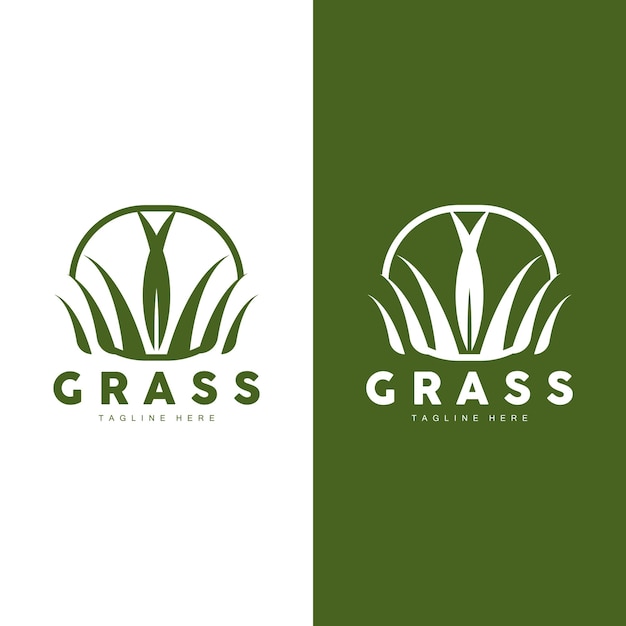 Diseño Logotipo Hierba Verde Ilustración Paisaje Granja Diseño Naturaleza