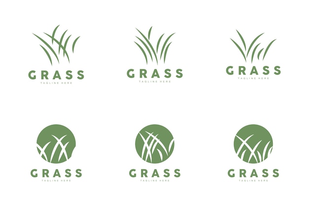 Diseño Logotipo Hierba Verde Ilustración Paisaje Granja Diseño Naturaleza