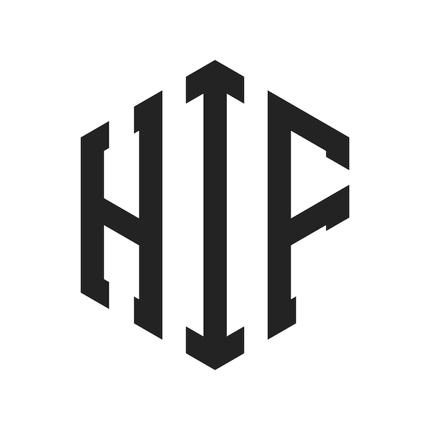 Diseño del logotipo HIF Letra inicial HIF Monograma Logotipo con forma de hexágono