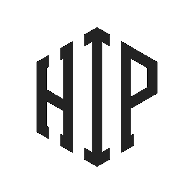 Diseño del logotipo HIP Letra inicial HIP Monograma Logotipo con forma de hexágono