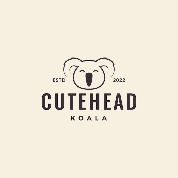 Diseño de logotipo hipster lindo koala