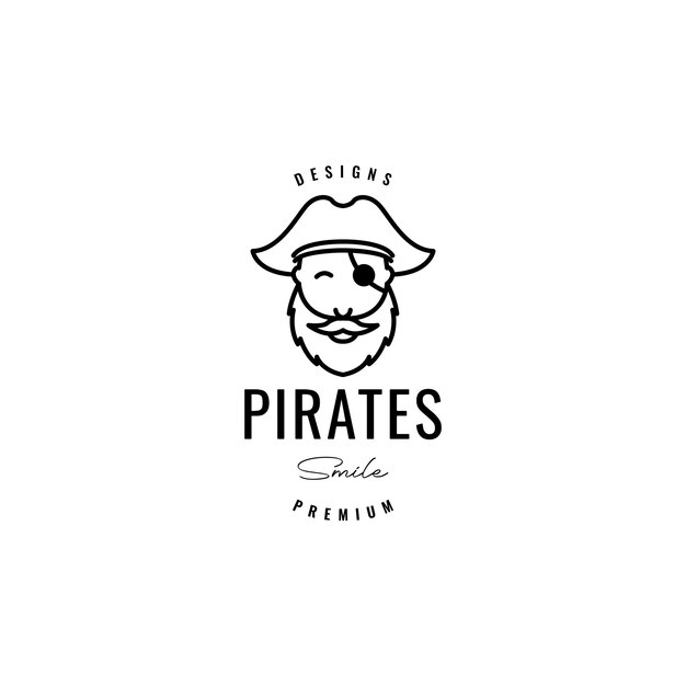 Diseño de logotipo de hipster de pirata barbudo de cara de anciano