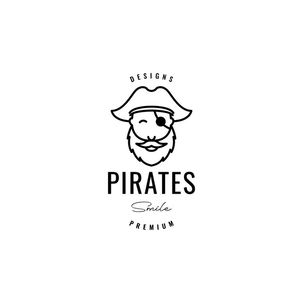 Diseño de logotipo de hipster de pirata barbudo de cara de anciano