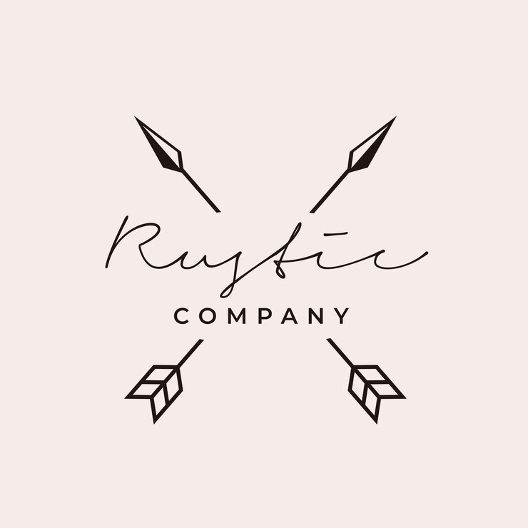 Vector diseño de logotipo de hipster rústico minimalista de flechas cruzadas con estilo de arte de línea