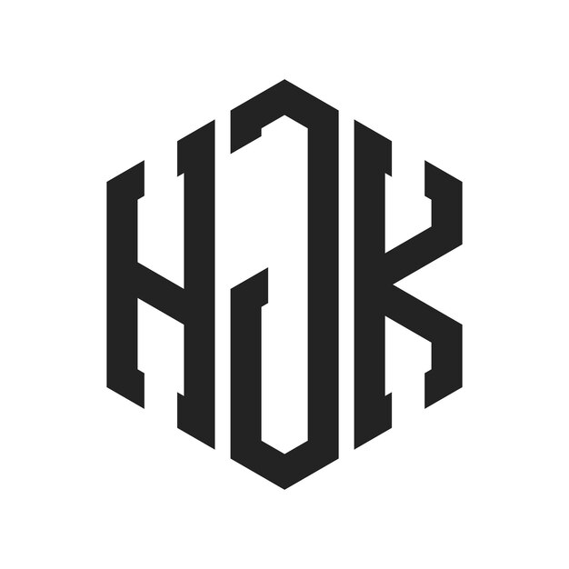 Diseño del logotipo de HJK Letra inicial HJK Monograma Logotipo con forma de hexágono