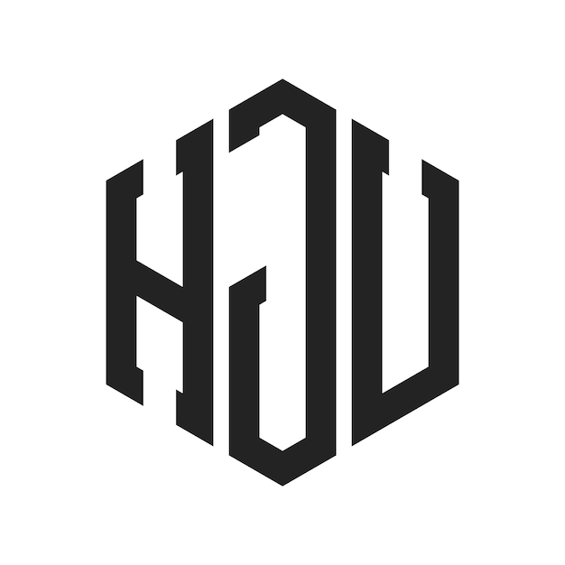 Diseño del logotipo de HJU Letra inicial HJU Monograma Logotipo con forma de hexágono