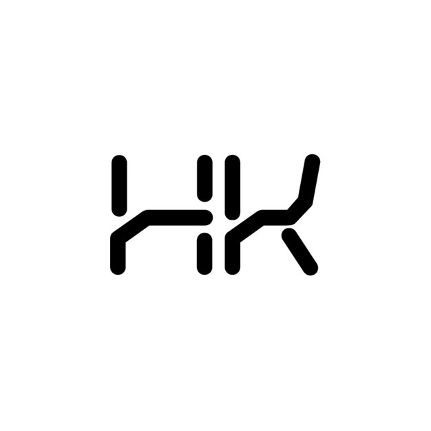 El diseño del logotipo HK monograma letra texto nombre símbolo monocromo logotipo carácter alfabeto logotipo simple