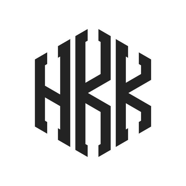 Diseño del logotipo HKK Letra inicial HKK Monograma Logotipo con forma de hexágono