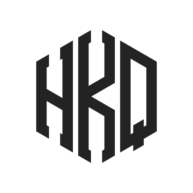 Diseño del logotipo HKQ Letra inicial HKQ Monograma Logotipo con forma de hexágono