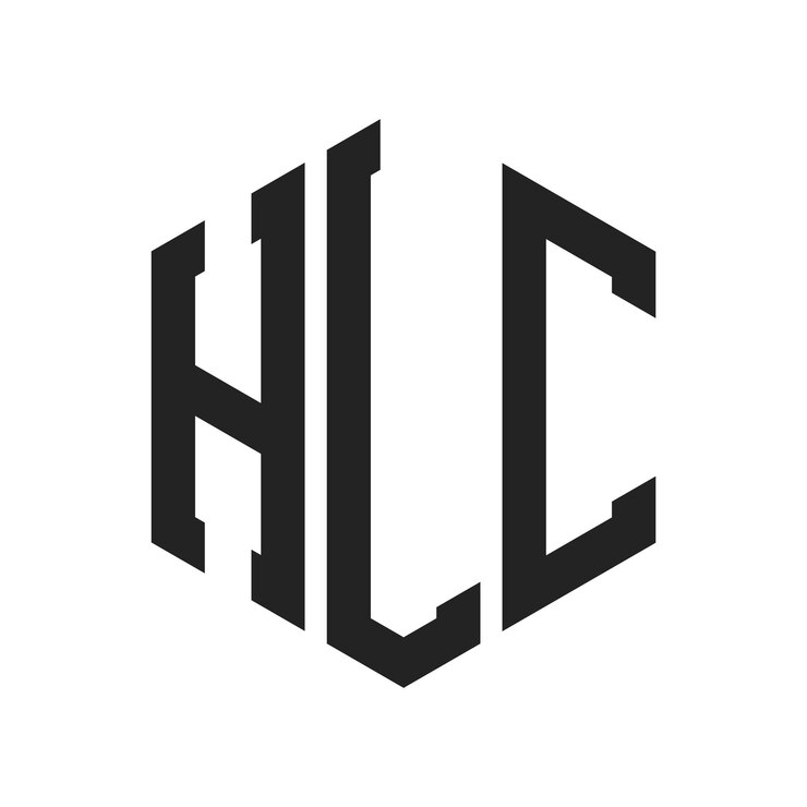 Vector diseño del logotipo de hlc letra inicial hlc monograma logotipo con forma de hexágono