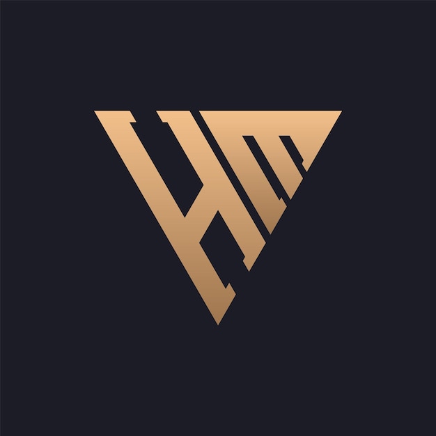 Diseño de logotipo HM Moderno Minimal Elegante y lujoso Logotipo HM Elegante Triángulo Monograma Letra Diseño de Logotipo HM para la identidad empresarial corporativa de la marca