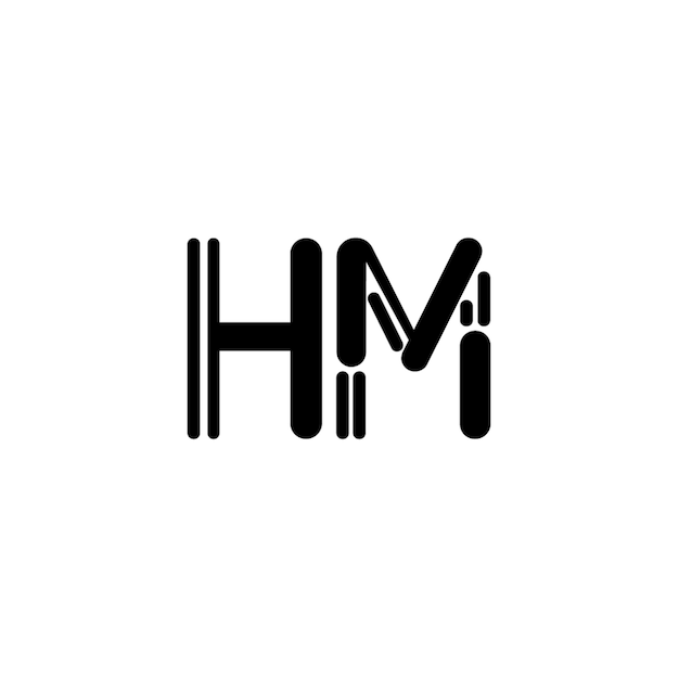 El diseño del logotipo HM monograma letra texto nombre símbolo monocromo logotipo carácter alfabeto logotipo simple