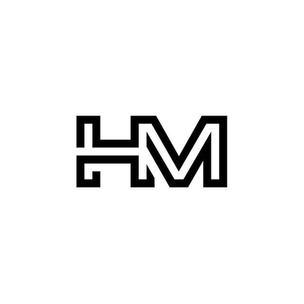 El diseño del logotipo HM monograma letra texto nombre símbolo monocromo logotipo carácter alfabeto logotipo simple