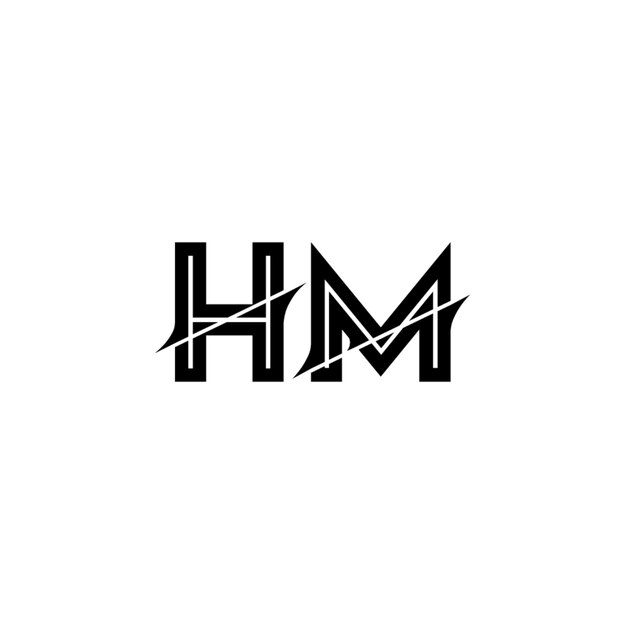El diseño del logotipo HM monograma letra texto nombre símbolo monocromo logotipo carácter alfabeto logotipo simple