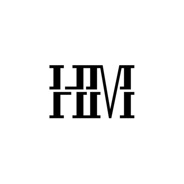 El diseño del logotipo HM monograma letra texto nombre símbolo monocromo logotipo carácter alfabeto logotipo simple