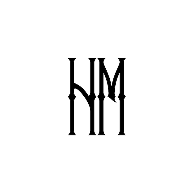 El diseño del logotipo HM monograma letra texto nombre símbolo monocromo logotipo carácter alfabeto logotipo simple