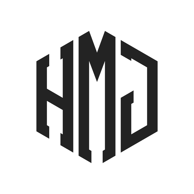 Diseño del logotipo de HMJ Letra inicial HMJ Monograma Logotipo con forma de hexágono