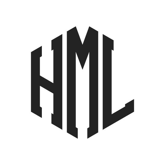 Diseño del logotipo HML Letra inicial HML Monograma Logotipo con forma de hexágono