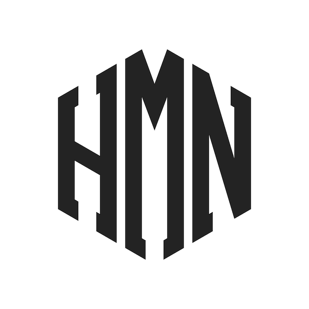 Diseño del logotipo HMN Letra inicial HMN Monograma Logotipo con forma de hexágono