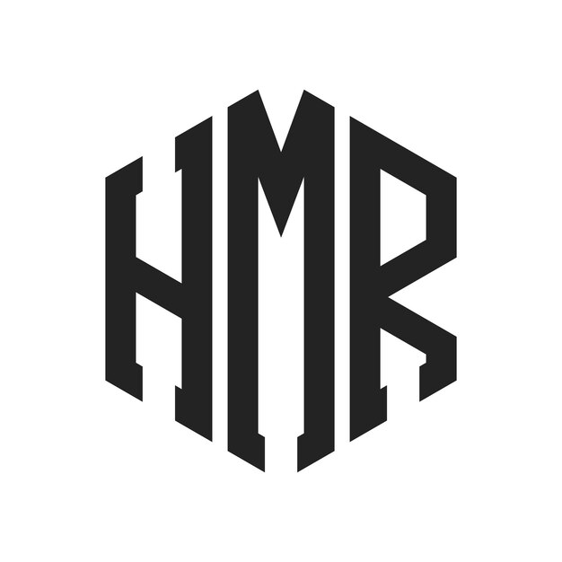 Diseño del logotipo de HMR Letra inicial HMR Monograma Logotipo con forma de hexágono