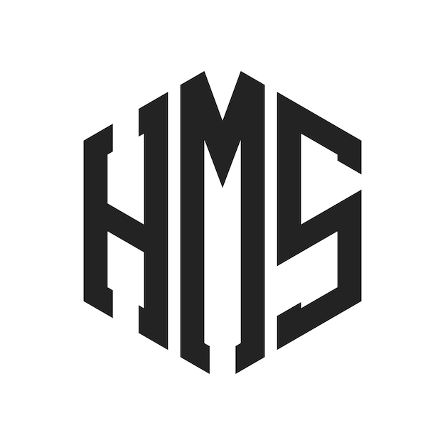 Diseño del logotipo HMS Letra inicial HMS Monograma Logotipo con forma de hexágono