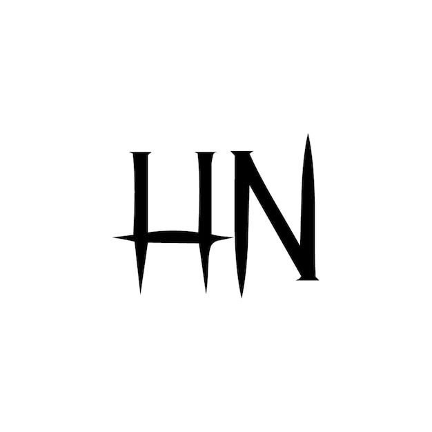 Diseño del logotipo HN monograma letra texto nombre símbolo monocromático logotipo alfabeto carácter logotipo simple