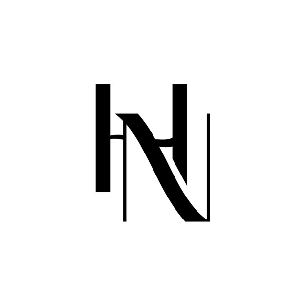 Diseño del logotipo HN monograma letra texto nombre símbolo monocromático logotipo alfabeto carácter logotipo simple