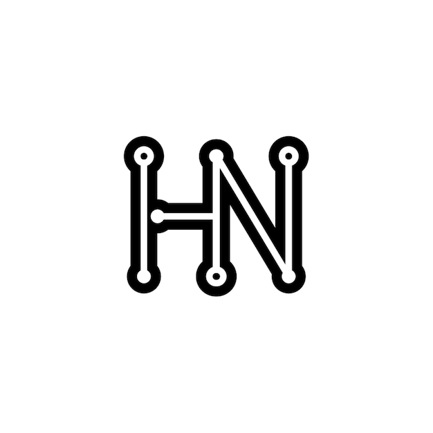Diseño del logotipo HN monograma letra texto nombre símbolo monocromático logotipo alfabeto carácter logotipo simple