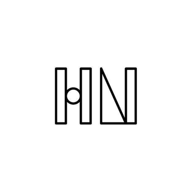Diseño del logotipo HN monograma letra texto nombre símbolo monocromático logotipo alfabeto carácter logotipo simple