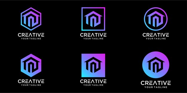 diseño de logotipo hogar combinado con diseño de plantilla de letra a