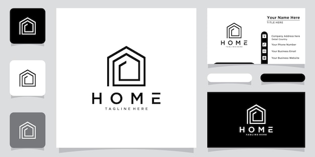 Diseño de logotipo para el hogar real estate construction architecture and building logos con diseño de tarjeta de visita vector premium