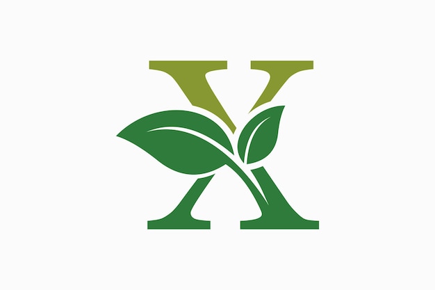 diseño del logotipo de la hoja del árbol con la letra logotipo x consept vector premium