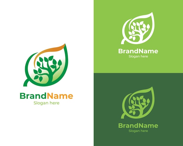Diseño de logotipo de hoja de árbol