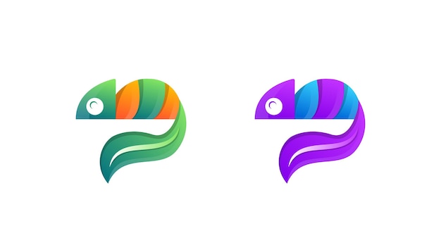 Diseño de logotipo de hoja de camaleón Animal de lagarto Animal exótico Plantilla de logotipo de camaleón