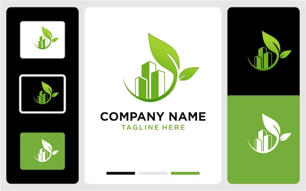 Diseño de logotipo de hoja de ciudad verde