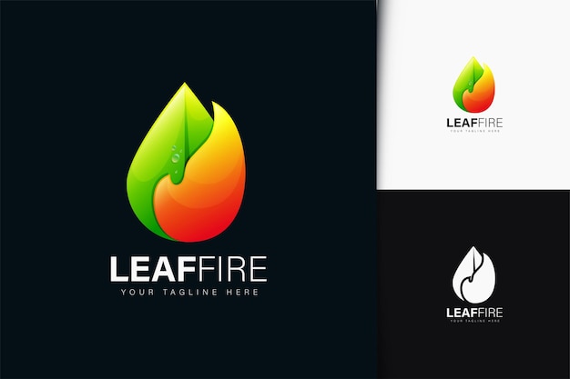 Diseño de logotipo de hoja de fuego con degradado.