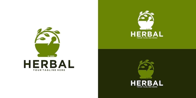 Diseño de logotipo de hoja de hierbas naturales