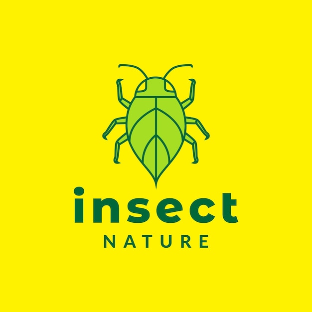 Diseño de logotipo de hoja de insecto verde símbolo gráfico vectorial icono ilustración idea creativa