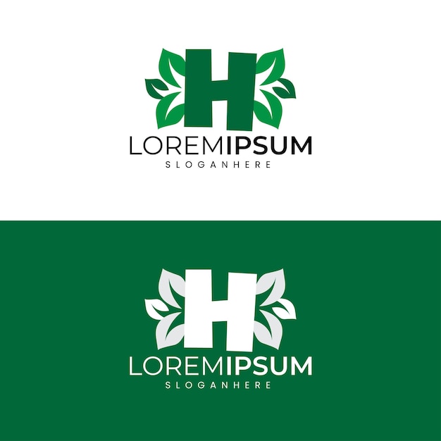 Diseño del logotipo de la hoja de la letra inicial H minimalista moderna.