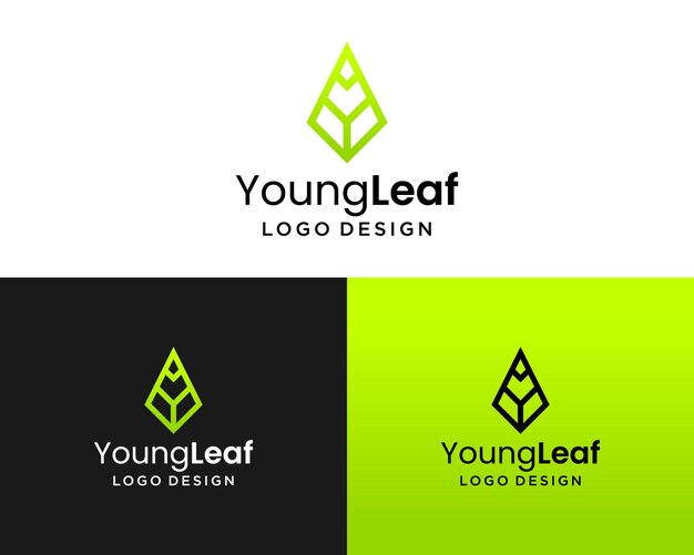 Vector diseño del logotipo de la hoja natural de la letra y monograma