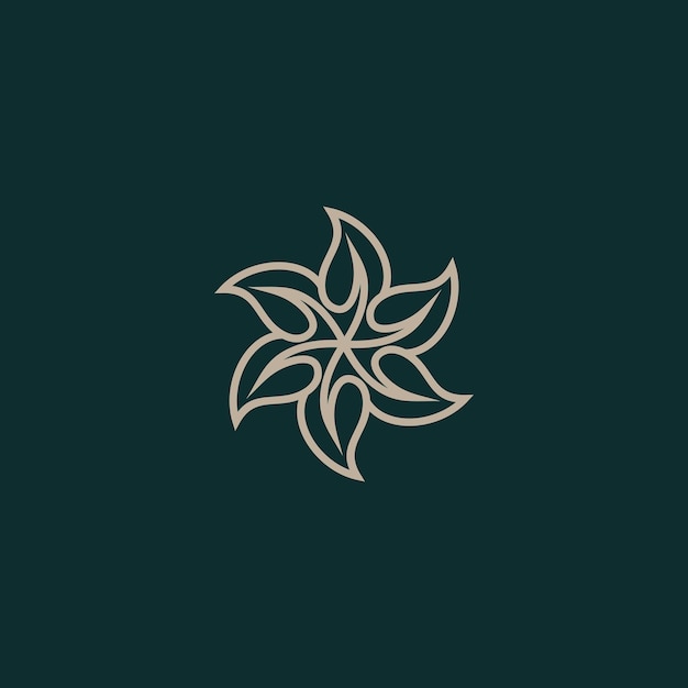 diseño de logotipo de hoja de naturaleza de arte lineal
