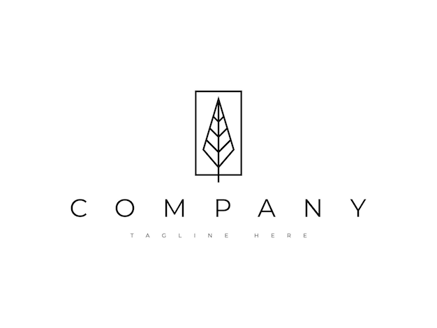 diseño de logotipo de hoja de naturaleza geométrica con línea de marco
