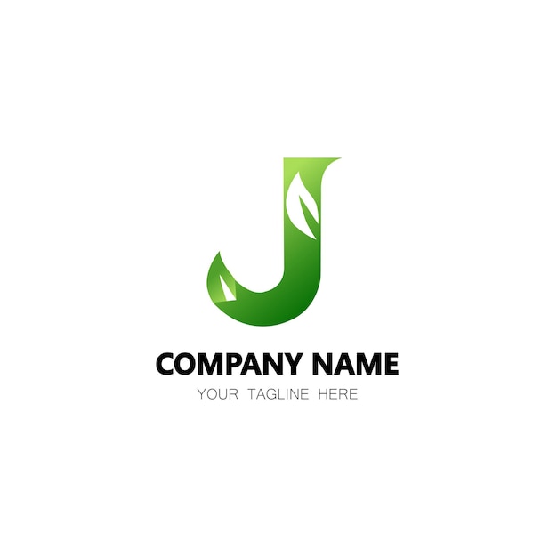 El diseño del logotipo de la hoja de la naturaleza de la letra J EcoGreen J Minimalist Natural Branding