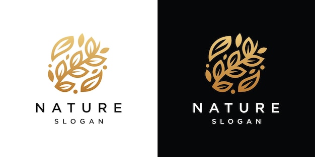 Diseño de logotipo de hoja de oro Artículo de línea Icono de hoja vectorial