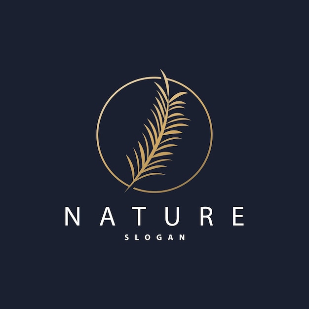 Diseño de logotipo de hoja de palma Vector plantilla de ilustración de símbolo minimalista simple